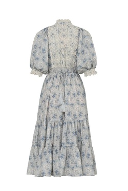 Cotton Slub Midi Dress Blue Paisley - by TiMo
