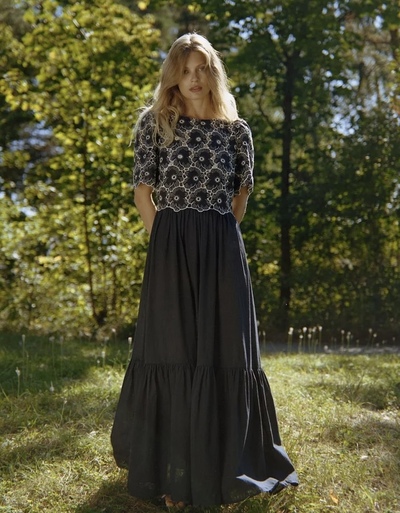 Broderie Anglaise Maxi Dress Marine - by TiMo