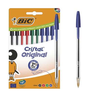 Kulepenn BIC Cristal medium ass (10) kulepenn - Kontorutstyr