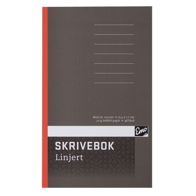 Skrivebok EMO 10,5x17 70g 48bl linjer Skrivebok - Kontorutstyr