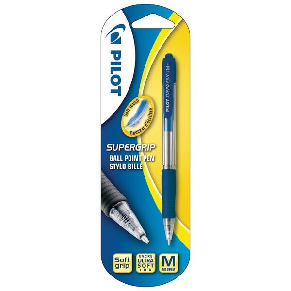 Kulepenn PILOT Supergrip M blå Blister