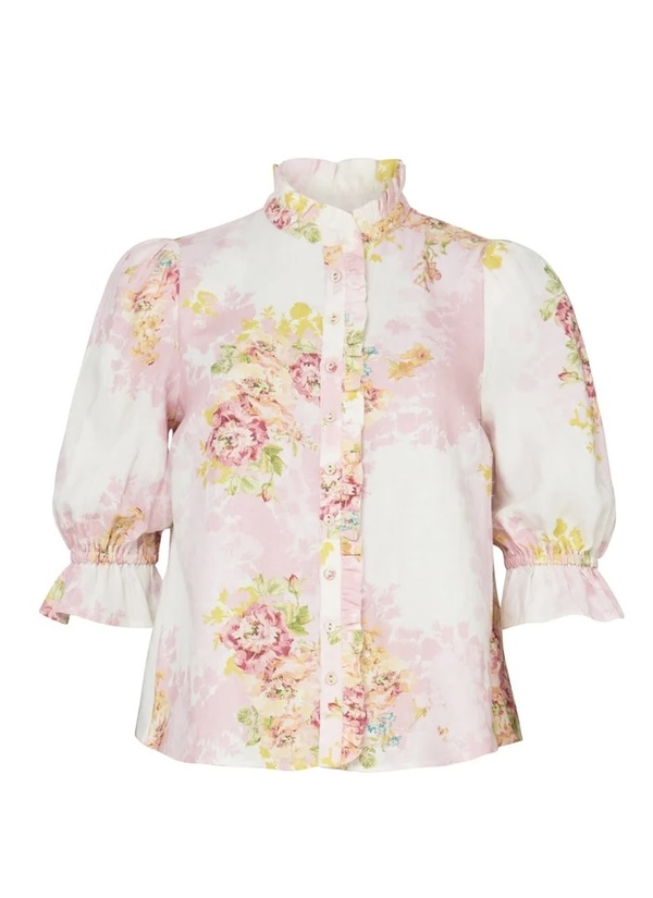 Linen Ruffle Blouse