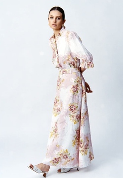 Linen Ruffle Blouse Rose Amore - by TiMo