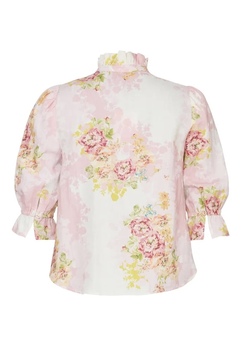 Linen Ruffle Blouse Rose Amore - by TiMo