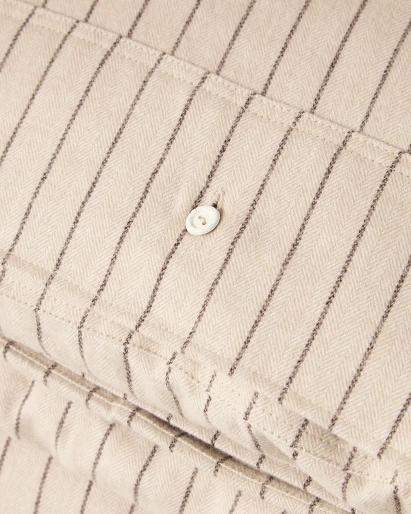 Lexington Pinstripet Sengesett i Bomullsflanell - Beige/Brun