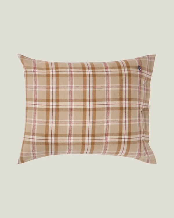 Lexington Rutete Sengesett i Bomullsflanell - Fudge/Beige/Fig