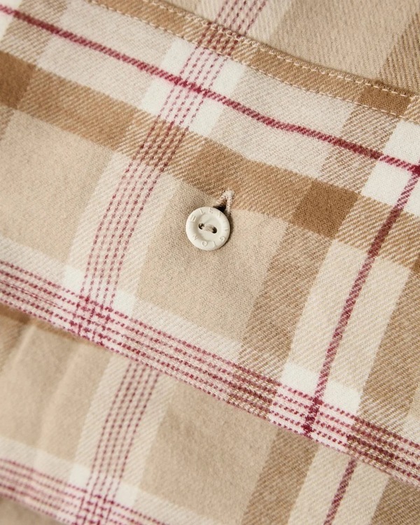 Lexington Rutete Sengesett i Bomullsflanell - Fudge/Beige/Fig