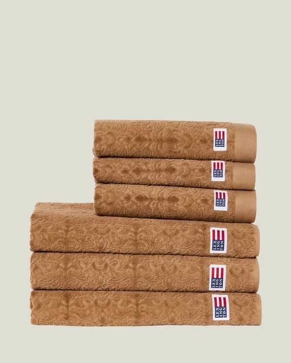 Lexington Håndkle i Velur m/Jacquard Ornament - Fudge