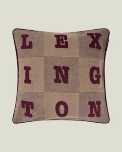 Lexington Letter Patched Tweed Putetrekk I Økologisk Bomull - 50x50cm Beige/Brun/Fig - Lexington