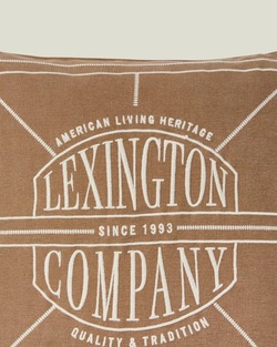 Lexington Logo Putetrekk i Vasket Økologisk Bomull - 50x50cm Fudge/Lys Beige - Lexington