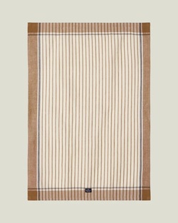 Lexington Stripet Kjøkkenhåndkle i Lin/Bomull - 50x70cm Fudge/Hvit - Lexington
