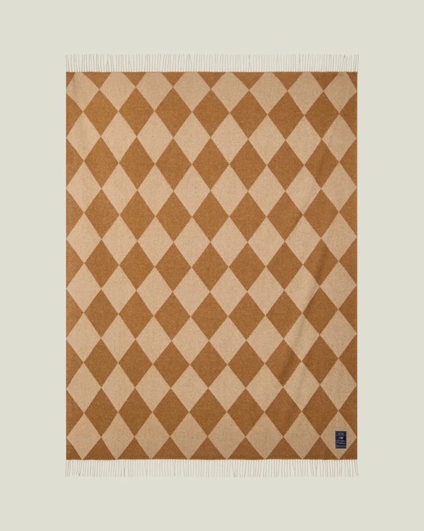 Lexington Argyle Pledd i Resirkulert Ull - Fudge/Hvit 130x170cm