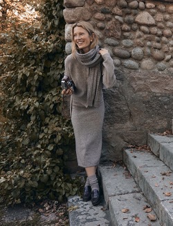 Finstrikket cardigan i merinoullblanding, lysebrun melert Light brown melange - Lexington