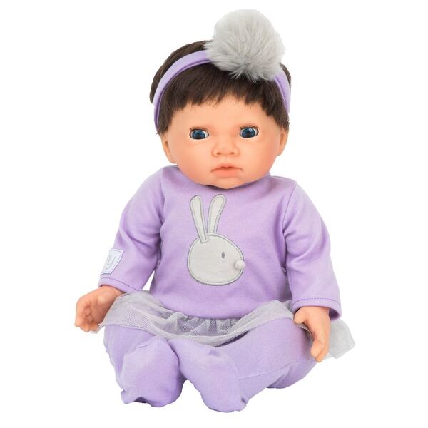 Tiny Treasure Dark Haired Baby Doll, Purple Outfit (Bunny Tutu Dress)