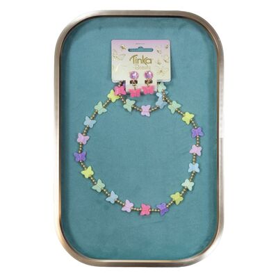 HALSKJEDE/ARMBÅND/ØRECLIPS SOMMERFUGLER TINKA BEAUTY Sommerfugler - Tinka
