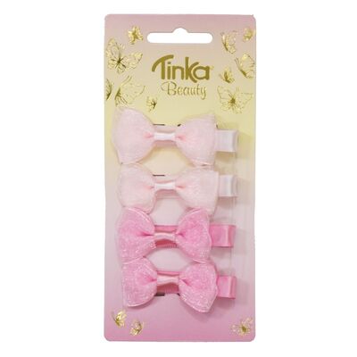 HÅRSLØYFE CLIPS ROSA 4 STK Hårsløyfe - Tinka