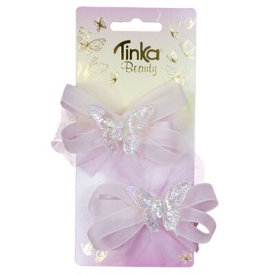 HÅRSPENNE ROSA SLØYFE M/SOMMERFUGL 2 STK TINKA BEAUTY Hårspenne - Tinka