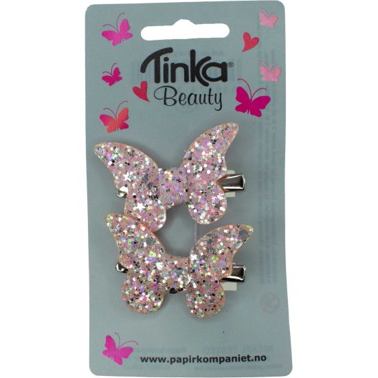  HÅRKLIPS 2 STK SOMMERFUGL GLITTER TINKA BEAUTY