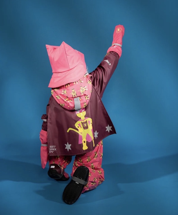  Kattnakken Vinterregndress Slaps Superhelt Superrosa m/kappe