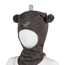 Balaclava ULL m/vindstopp DINOSAUR Brun - Kivat