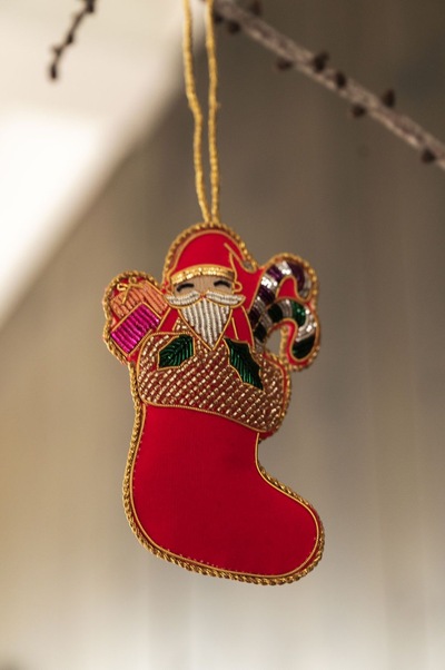 UND Håndlaget Ornament  Julesokk Rød - UND Seasonal 