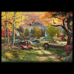 Puzzle - Thomas Kinkade: Disney - Fox and Hound (1000 biter) Fox and Hound - Schmidt