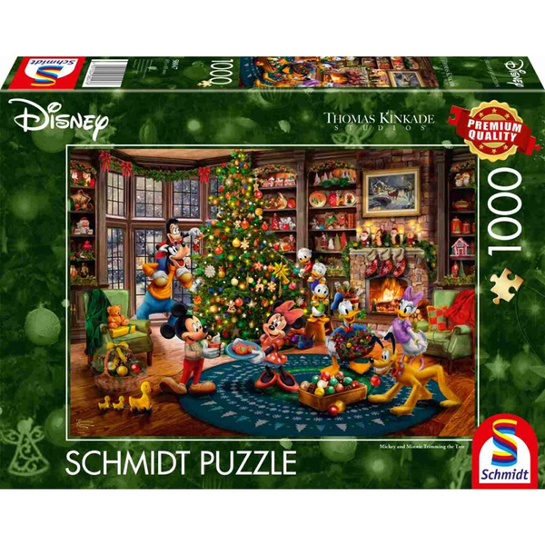 Puzzle - Disney, Mickey & Minnie Trimming The Tree (1000 biter)