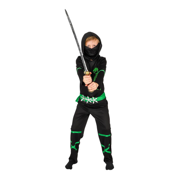 COSTUME BLACK/GREEN NINJA KIDS 134-140