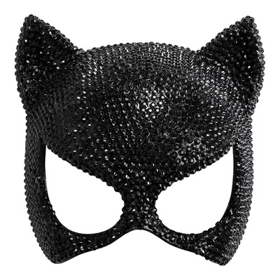 HALF MASK CAT WITH RHINESTONES Half Mask Cat - Halloween