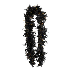 FEATHER BOA BLACK/GOLD 80G Boa Svart og gull - Halloween