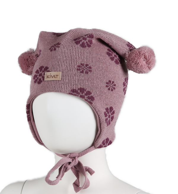 Kivat Knytelue ull 387L-17B/30 Rosa med blomster