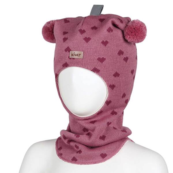 Kivat Balaklava i ull 190-14/31 Rosa med hjerter
