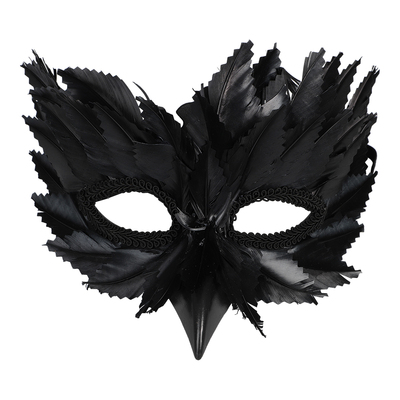 HALF MASK VENETIAN FEATHERS BLACk Sort  - Halloween