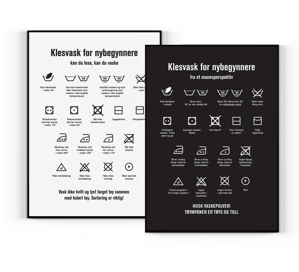 Pakkepris Klesvask-Nybegynnere og Klesvask-Mannsperspektiv plakatene