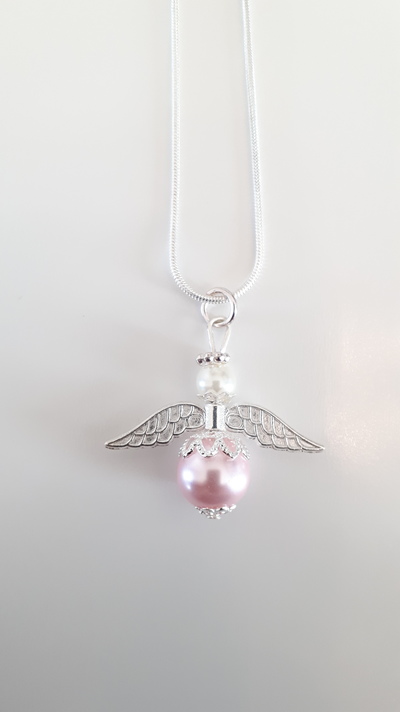 Engle smykke/m kappe Gammelrosa - Smykkeparadiset