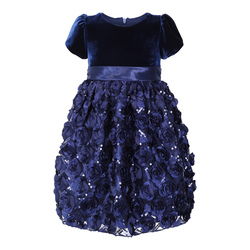 Pascal velourkjole med armer marineblå