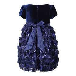 Pascal velourkjole med armer marineblå