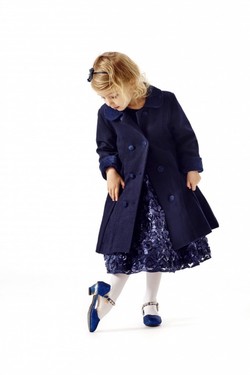 Pascal velourkjole med armer marineblå