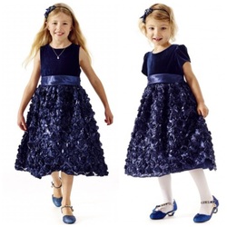 Pascal velourkjole med armer marineblå