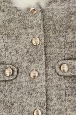 Pascal ullkåpe med fuskepels grå