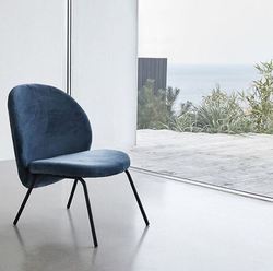 Lounge chair 2 stk Blå velur Blå - Hubsch