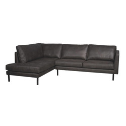 Perugia Lounge sofa Mercey skinn Left Dark grey - Trend Collection