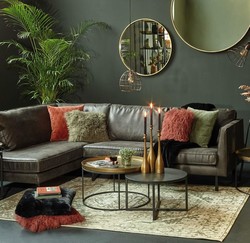 Perugia Lounge sofa Mercey skinn Left Dark grey - Trend Collection