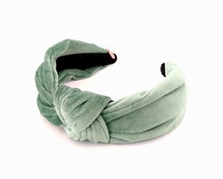 Hårbøyle velur knute Dusty green  - Noma