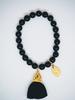 Gold Tassel Drop Bracelet Black black - Isle&Tribe