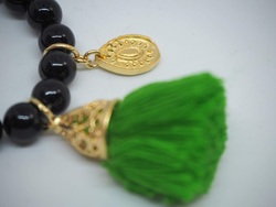 Gold Tassel Drop Bracelet Black