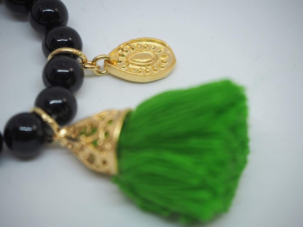 Gold Tassel Drop Bracelet Black