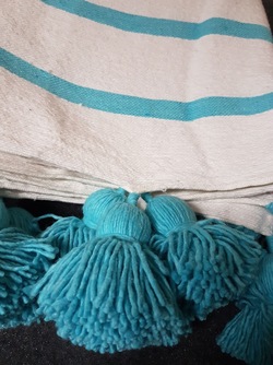 Pom pom teppe Bomull