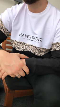 Happy Daddy Colorblock Sweatshirt – White Leopard Hvit/sort/leo - Little Kingdom